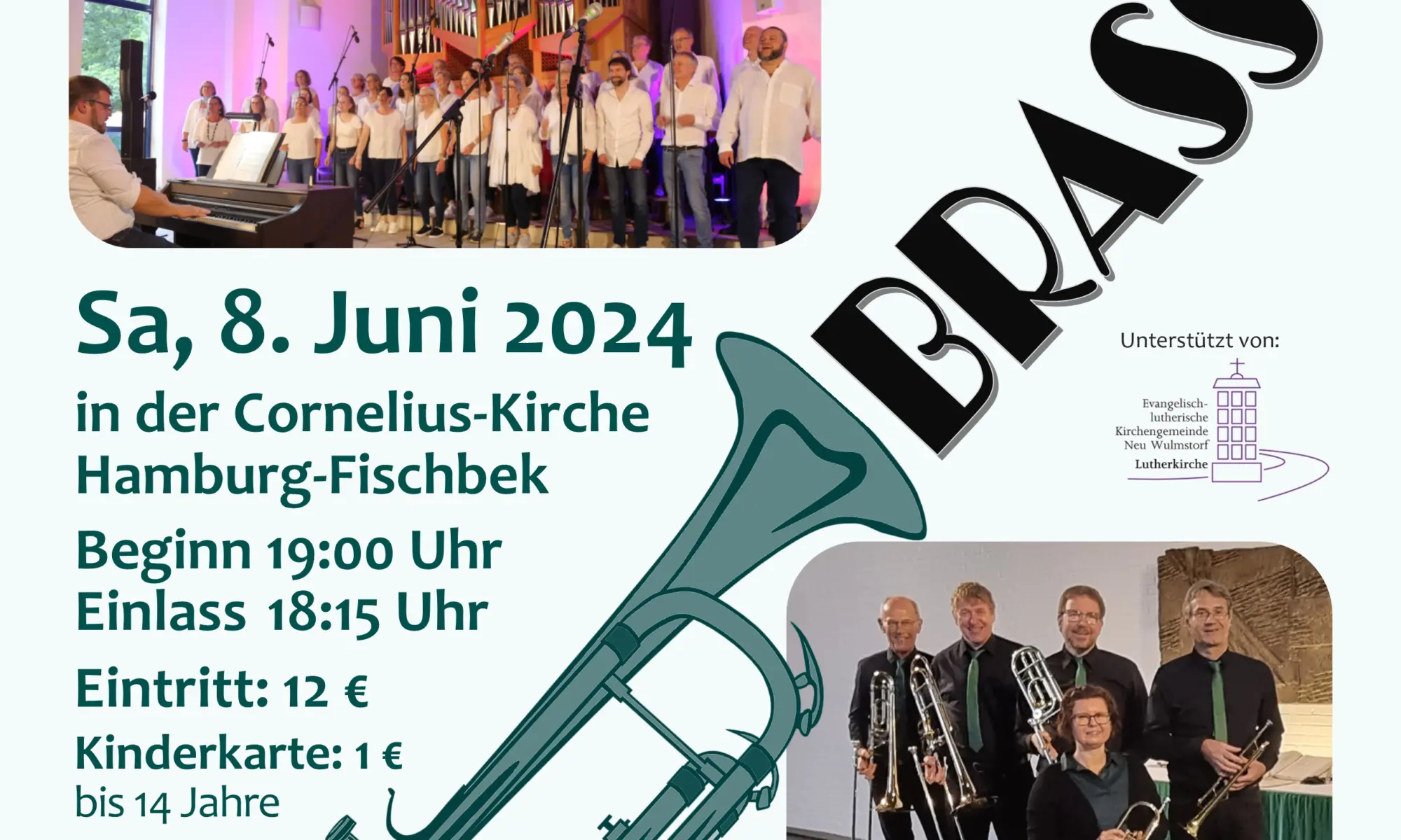 Plakat Großes Gospelkonzert Gospel meets Brass Frichbek