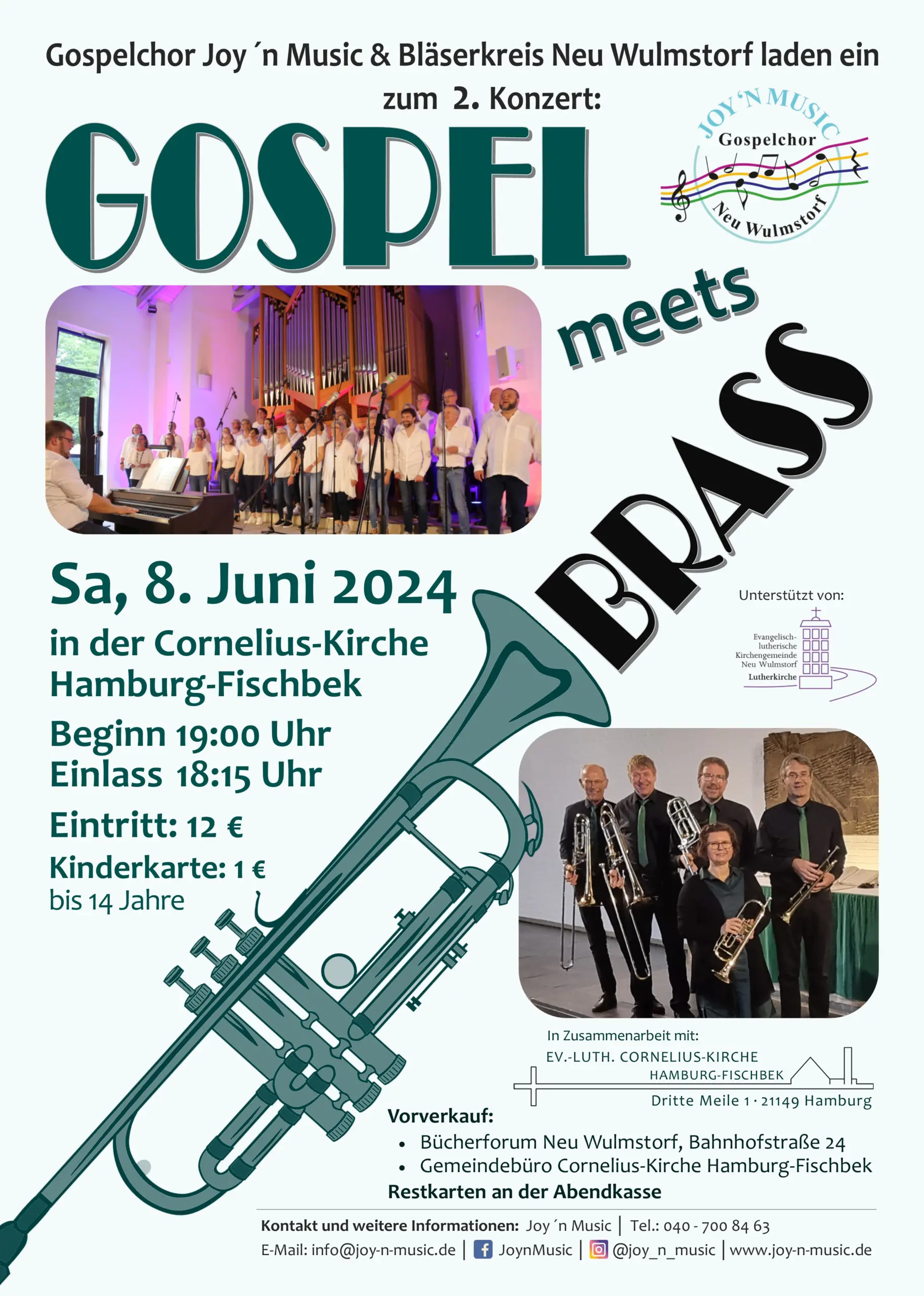 Plakat Großes Gospelkonzert Gospel meets Brass Frichbek